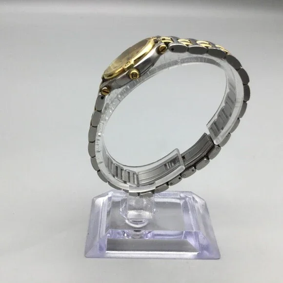 Gucci Watch Women 24mm Silver Gold Two Tone Date 9000L New Battery 6.5" - Picture 5 of 11